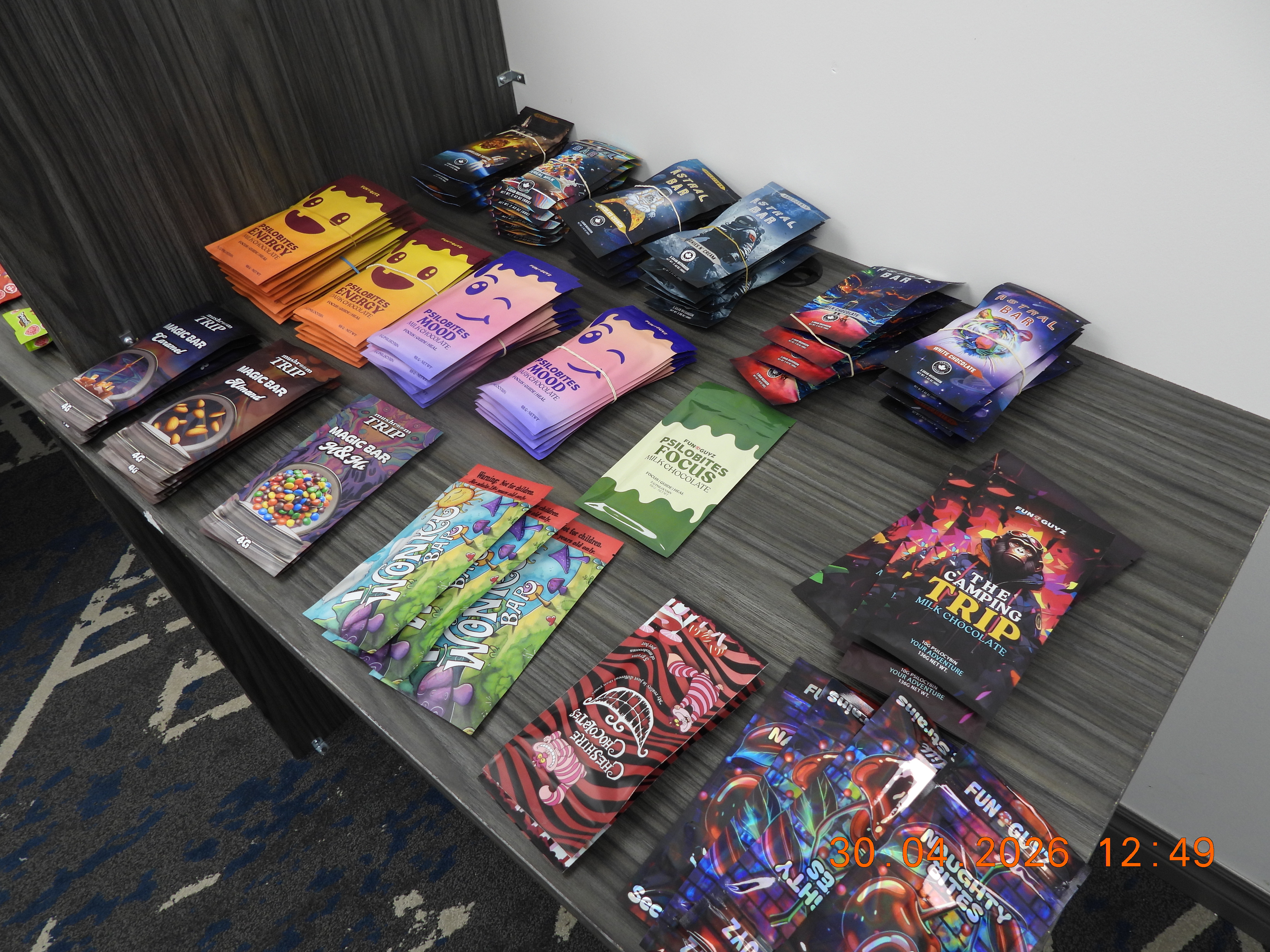 Seized property as a result of a search warrant at a Cambridge business.