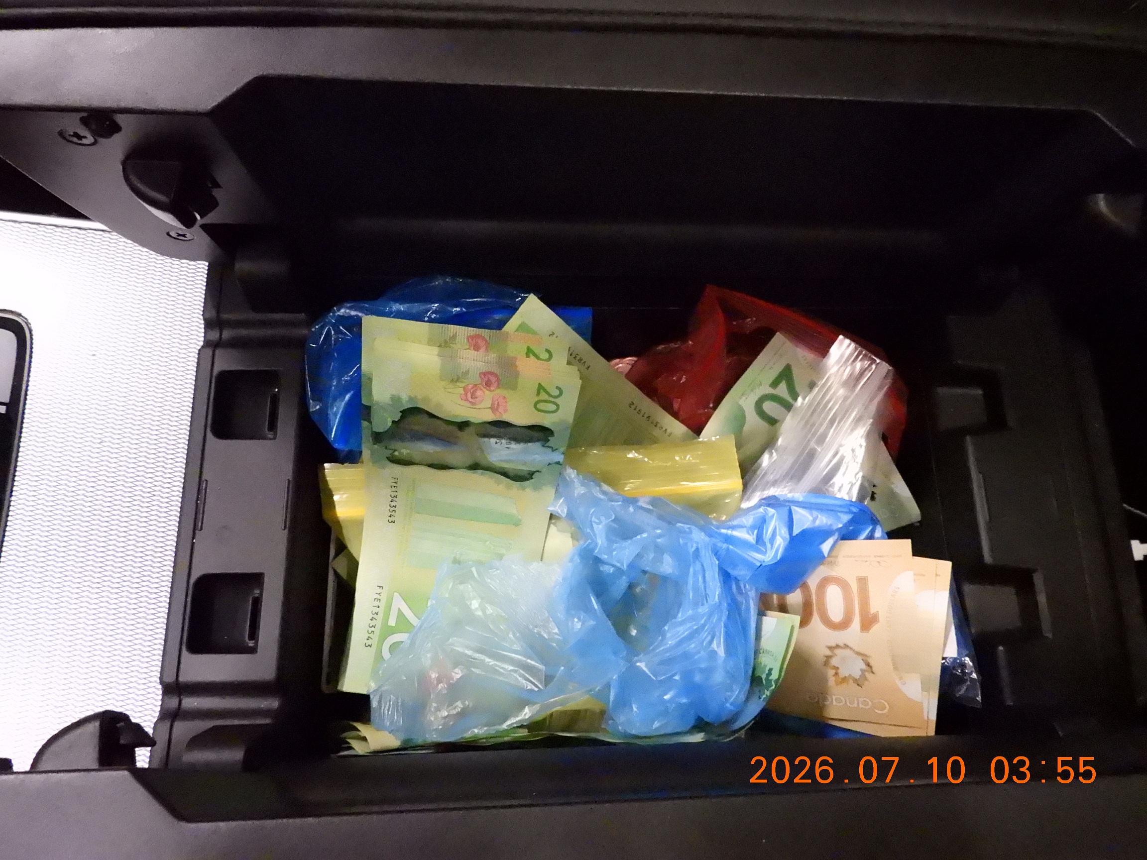 Seized evidence as part of the ongoing investigation.