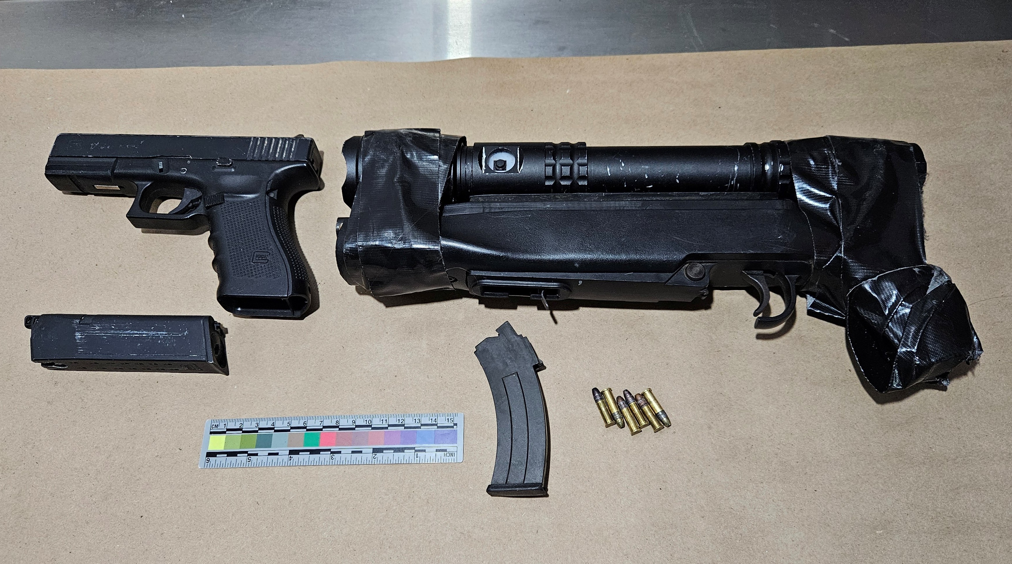 Seized firearms as part of ongoing investigation. 