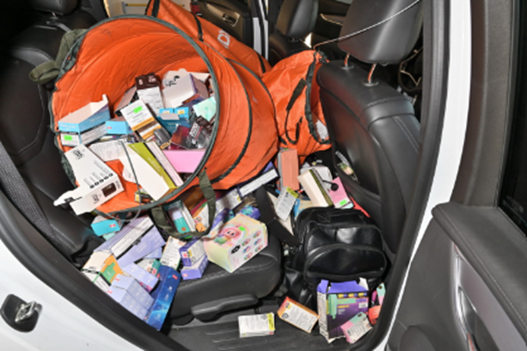 Stolen product in back of a vehicle