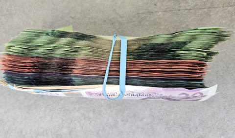 stack of seized currency 