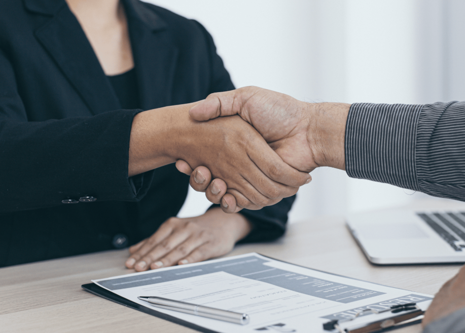 handshake in an office