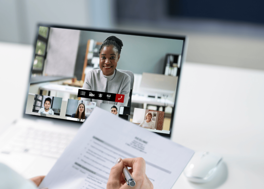 virtual interview on laptop