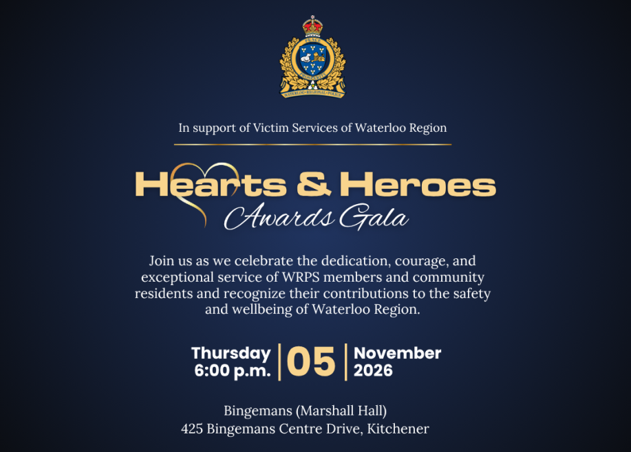 Hearts and Heroes event invitation with event details, November 5, 2026
