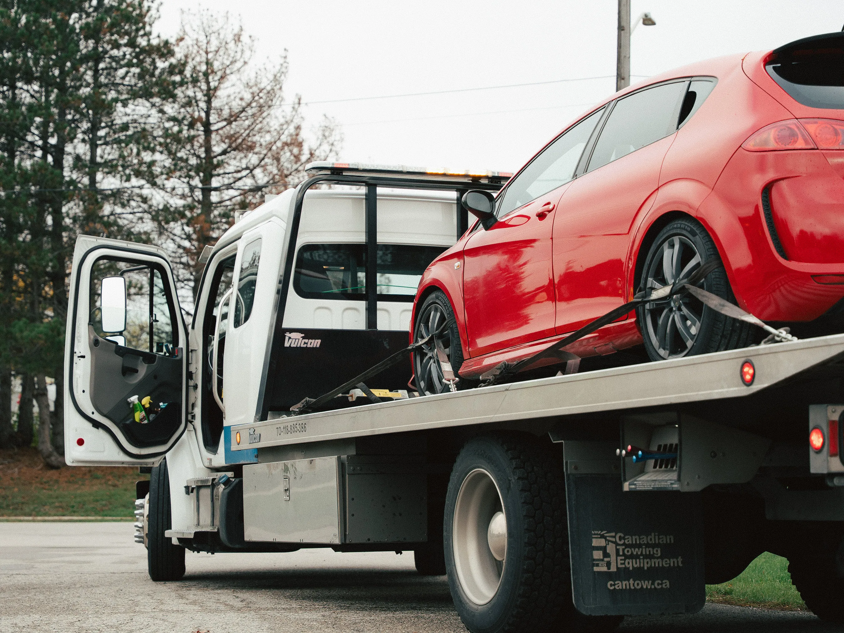 Car being towed.